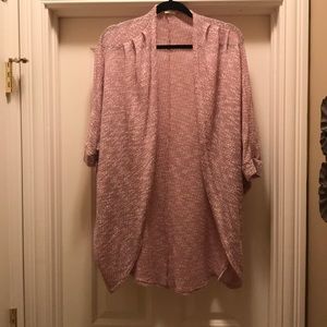 Pink & white speckled 3/4 length sleeve cardigan